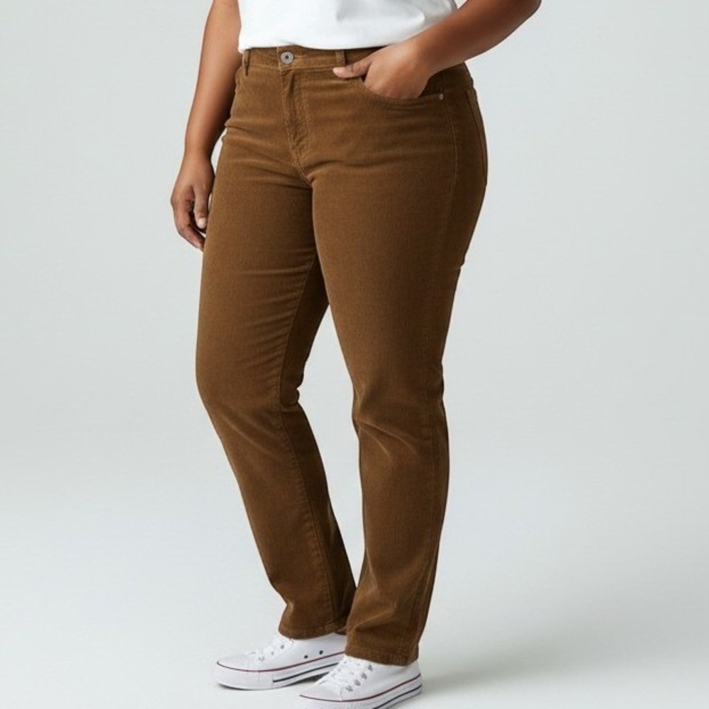 KUT from the Kloth Catherine Boyfriend Brown Corduroy Pants 22W Heritage Fall